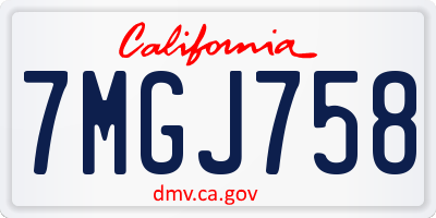CA license plate 7MGJ758