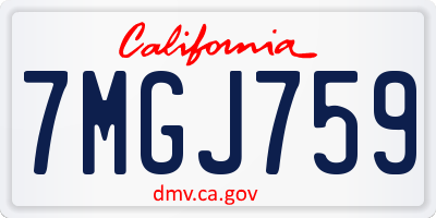 CA license plate 7MGJ759