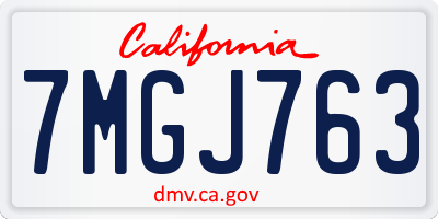 CA license plate 7MGJ763