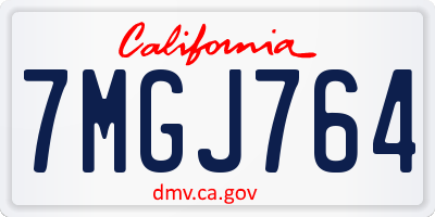 CA license plate 7MGJ764
