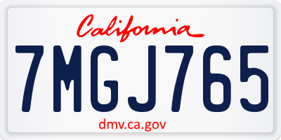 CA license plate 7MGJ765