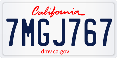 CA license plate 7MGJ767