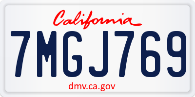 CA license plate 7MGJ769