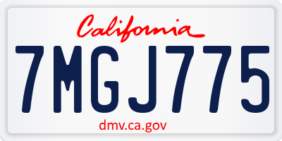 CA license plate 7MGJ775