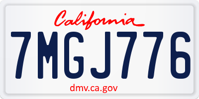 CA license plate 7MGJ776
