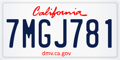 CA license plate 7MGJ781
