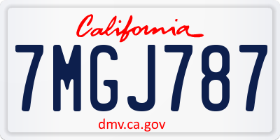 CA license plate 7MGJ787
