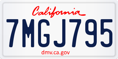 CA license plate 7MGJ795