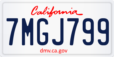 CA license plate 7MGJ799