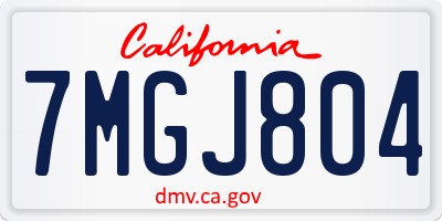 CA license plate 7MGJ804