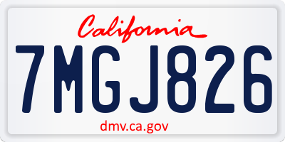 CA license plate 7MGJ826