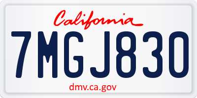 CA license plate 7MGJ830