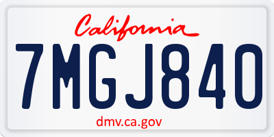 CA license plate 7MGJ840