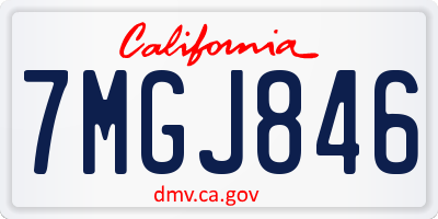 CA license plate 7MGJ846