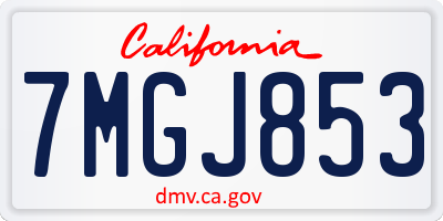 CA license plate 7MGJ853