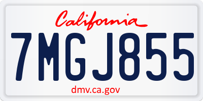 CA license plate 7MGJ855