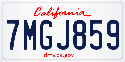 CA license plate 7MGJ859