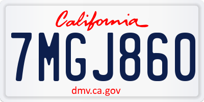 CA license plate 7MGJ860