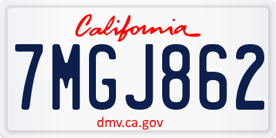 CA license plate 7MGJ862