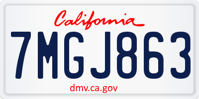 CA license plate 7MGJ863