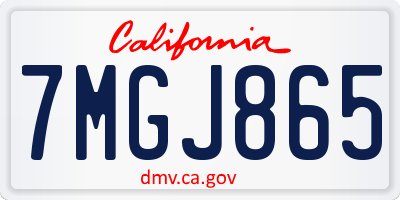 CA license plate 7MGJ865