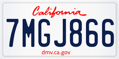 CA license plate 7MGJ866