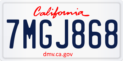 CA license plate 7MGJ868