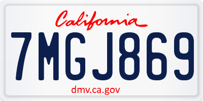 CA license plate 7MGJ869