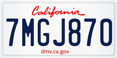 CA license plate 7MGJ870