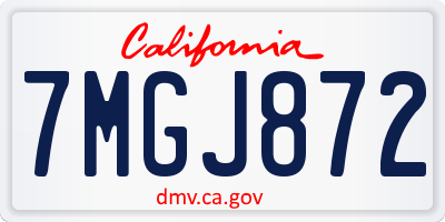 CA license plate 7MGJ872