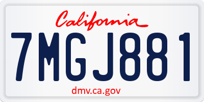 CA license plate 7MGJ881