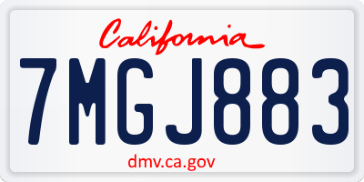 CA license plate 7MGJ883