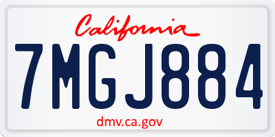 CA license plate 7MGJ884