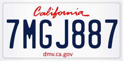 CA license plate 7MGJ887