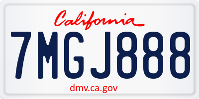 CA license plate 7MGJ888