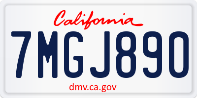 CA license plate 7MGJ890