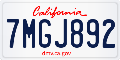 CA license plate 7MGJ892
