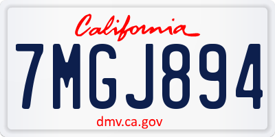 CA license plate 7MGJ894