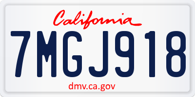 CA license plate 7MGJ918