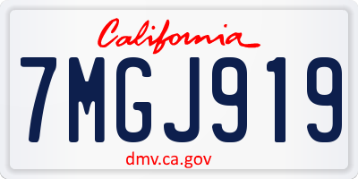 CA license plate 7MGJ919