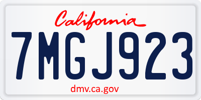 CA license plate 7MGJ923