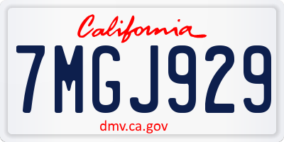 CA license plate 7MGJ929
