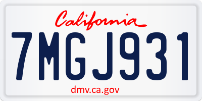 CA license plate 7MGJ931