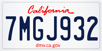 CA license plate 7MGJ932