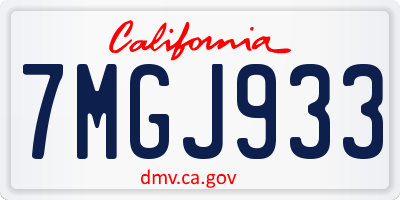 CA license plate 7MGJ933