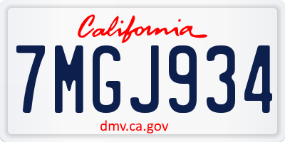 CA license plate 7MGJ934