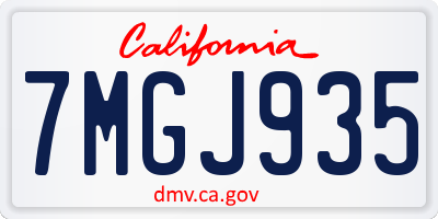 CA license plate 7MGJ935