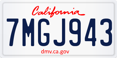 CA license plate 7MGJ943