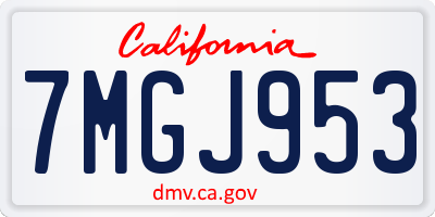 CA license plate 7MGJ953