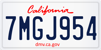 CA license plate 7MGJ954